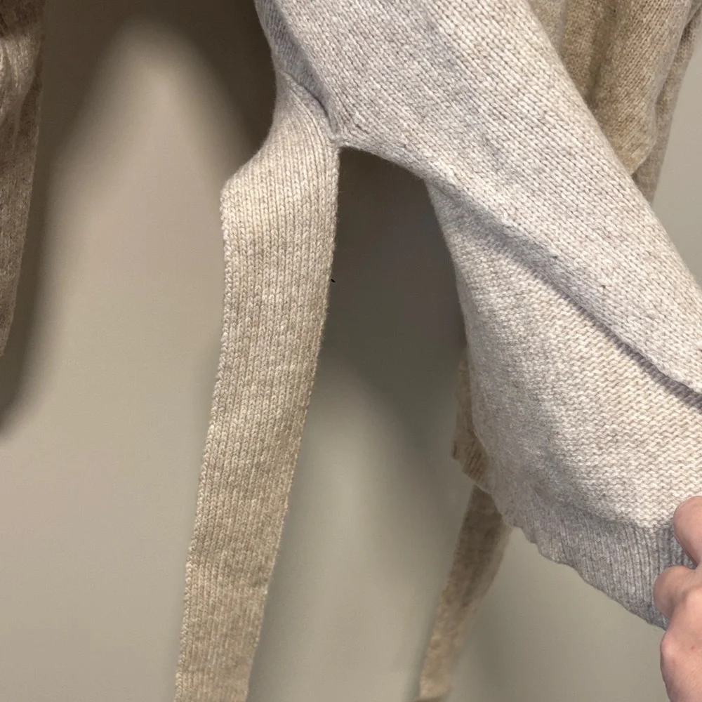 Elizabeth and James Beige V-Neck Sweater with Tie Waist - Picture 4 of 6